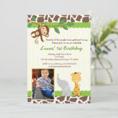 Dschungel-Safari-Foto-Geburtstags-Einladung Einladung (Stehend Vorderseite)