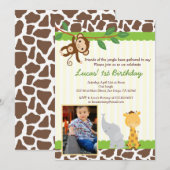 Dschungel-Safari-Foto-Geburtstags-Einladung Einladung (Vorne/Hinten)