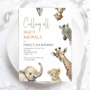Dschungel-Safari-Geburtstag - Aufruf an alle Party Einladung