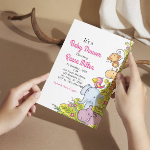 Dschungel-Safari-Grünzeug-Baby-Shower-Party Einladung