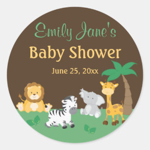 Dschungel-Safari-Junge-Baby-Shower-Aufkleber Runder Aufkleber