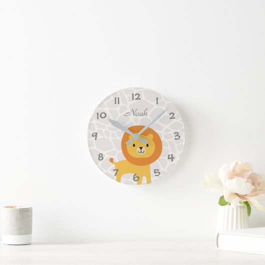 Dschungel-Safari-Löwe Runde Wanduhr (Zuhause)