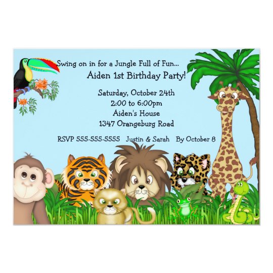 Dschungel-Safari-Spaß Birthay Party 12,7 X 17,8 Cm Einladungskarte
