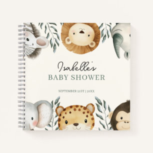 Dschungel-Safari-Tiere Baby Shower Gästebuch Notizblock