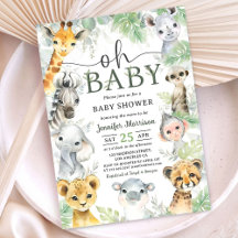 Dschungel-Safari-Tiere Baby Shower Oh Baby 