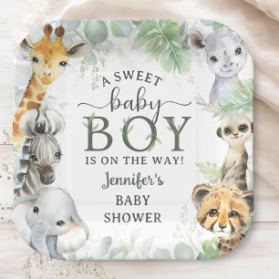 Dschungel-Safari-Tiere Jungen-Baby-Party Tropisch Pappteller