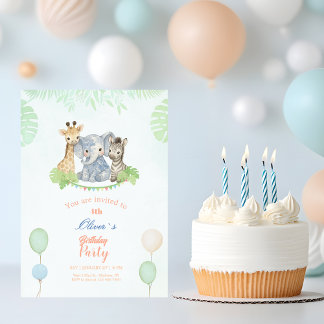 Dschungel-Safari-Tiere Kinder-Geburtstag Einladung