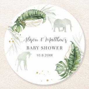 Dschungel-Safari-Tiere-Natur-Junge-Baby-Party Runder Pappuntersetzer