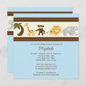 Dschungel-Safari-Tierjungen-Babyparty Einladung (Vorne/Hinten)