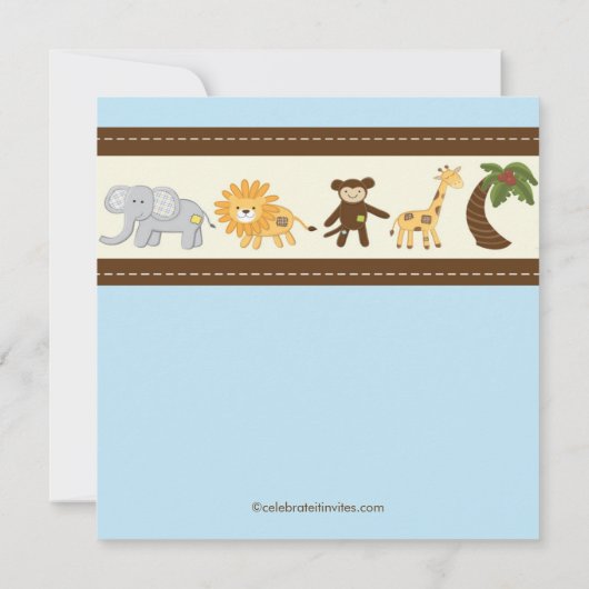 Dschungel-Safari-Tierjungen-Babyparty Einladung (Rückseite)