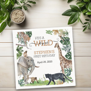 Dschungel-Safari Wild Eins Geburtstag Schwarzer Pa Serviette