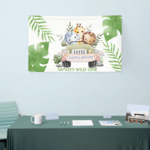 Dschungel-Safari-Wild-One-Geburtstagsbanner Banner