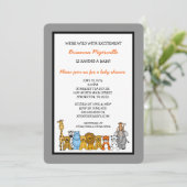 Dschungel-Tier-Babyparty lädt neutrales Geschlecht Einladung (Stehend Vorderseite)