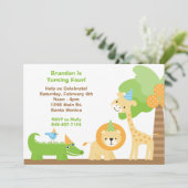 Dschungel-Tier-Geburtstags-Party Einladung (Stehend Vorderseite)
