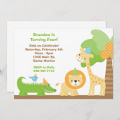 Dschungel-Tier-Geburtstags-Party Einladung (Vorne/Hinten)