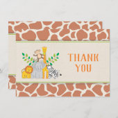 Dschungel-Tier-Safari-Babyparty danken Ihnen zu Dankeskarte (Vorne/Hinten)