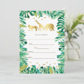 Dschungel-Tier-Safari-Einladung füllen Gold aus Einladung (Stehend Vorderseite)