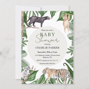 Dschungel-Tiere Baby Shower Einladung