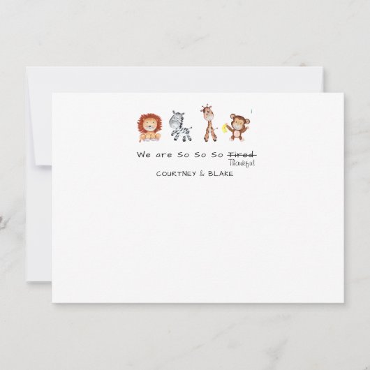 Dschungel-Tiere danken Ihnen zu kardieren Dankeskarte (Vorderseite)