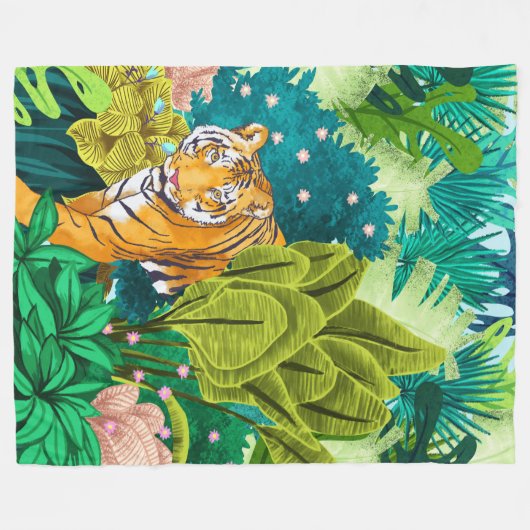 Dschungel-Tiger Fleecedecke (Vorderseite (Horizontal))