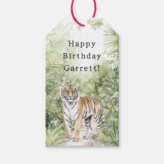 Dschungel Tiger Geburtstag Geschenkanhänger (Vorderseite)