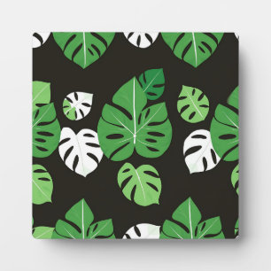 Dschungel-Tropische Monstera-Blätter Schwarzer Hin Fotoplatte