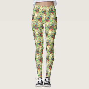 Dschungel Tropischer Papageien Blumen Blüte Leggings