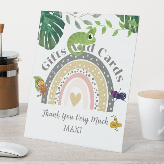 Dschungel über dem Regenbogen Babydusche Geschenke Sockelschild (In Situ)