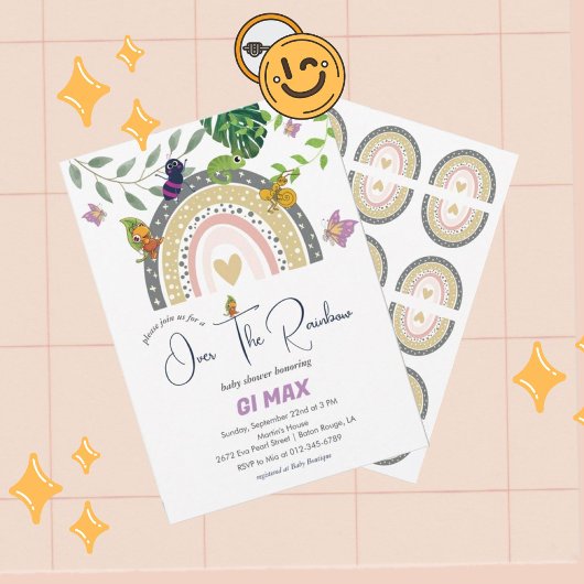 Dschungel über der Regenbogen-Babydusche Einladung