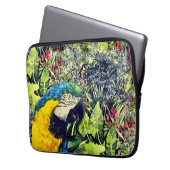 Dschungel und ein blau-gelber Ara Laptopschutzhülle (Vorderseite Links)