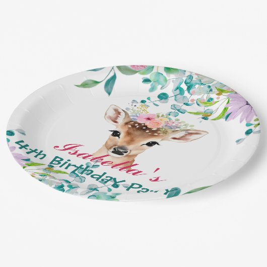 Dschungel von niedlichen Hirschzoos Pappteller (Schrägansicht)