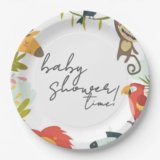 Dschungel-Wildlife-Baby-Party Pappteller (Vorderseite)