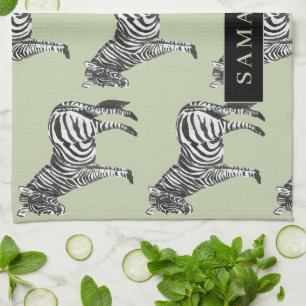 Dschungel Zebra Wildes Muster & Personalisierter N Geschirrtuch