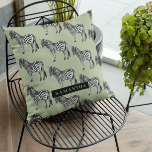 Dschungel Zebra Wildes Muster & Personalisierter N Kissen
