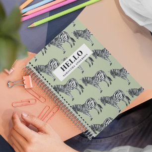 Dschungel Zebra Wildes Muster & Personalisierter N Notizblock