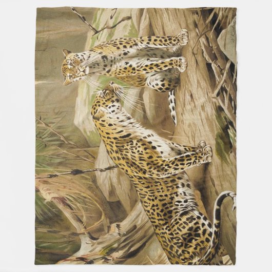 Dschungel Zuhause - Paare wild lebender Leoparden Fleecedecke (Vorderseite)
