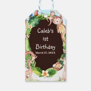 Dschungelaffe & Giraffen-Baby-Party-Einzelfavorit Geschenkanhänger