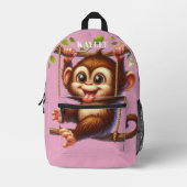 Dschungelaffe Schwingen auf Baummonogramm Kinder r Bedruckter Rucksack (Vorderseite)