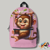 Dschungelaffe Schwingen auf Baummonogramm Kinder r Bedruckter Rucksack