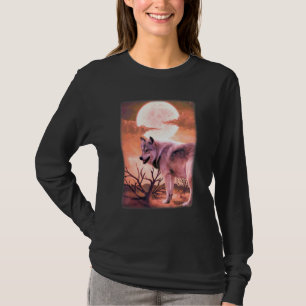 Dschungelberg Nacht Heulen Bei Mond Wölfe W T-Shirt