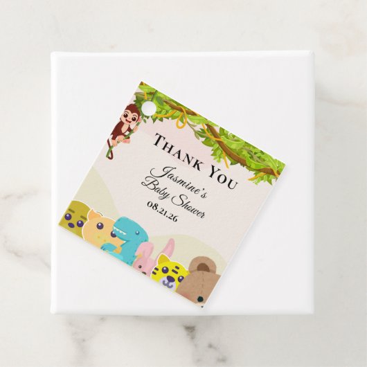 Dschungelblättrige Affenspielzeug Babydusche Geschenkanhänger (Beispiel)