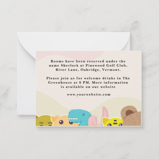 Dschungelblättrige Affenspielzeug Babydusche Mitteilungskarte (Rückseite)