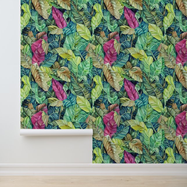 Dschungelblättrige Pflanzen tropische Natur Tapete (Anwendung)