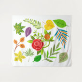 Dschungelblühende Blätter mit botanischer Blume Wandteppich (Vorderseite (Horizontal))