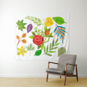 Dschungelblühende Blätter mit botanischer Blume Wandteppich (Beispiel (Horizontal))