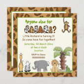 Dschungelbraun Safari Kindergeburtstag Party Einladung (Vorne/Hinten)