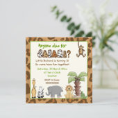 Dschungelbraun Safari Kindergeburtstag Party Einladung (Stehend Vorderseite)