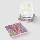 "Dschungelfieber"-Design-Untersetzer Steinuntersetzer (Seitenansicht)