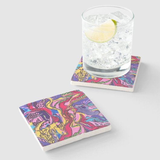 "Dschungelfieber"-Design-Untersetzer Steinuntersetzer (Seitenansicht)