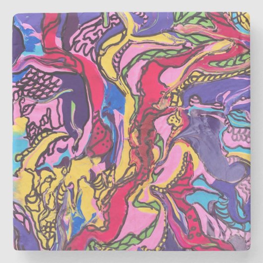 "Dschungelfieber"-Design-Untersetzer Steinuntersetzer (Vorderseite)